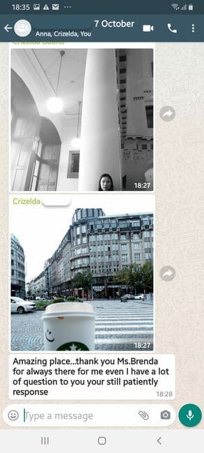 WhatsApp message from Criselda