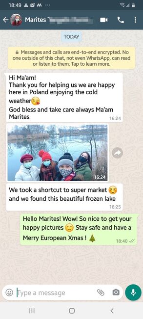 WhatsApp message from Marites